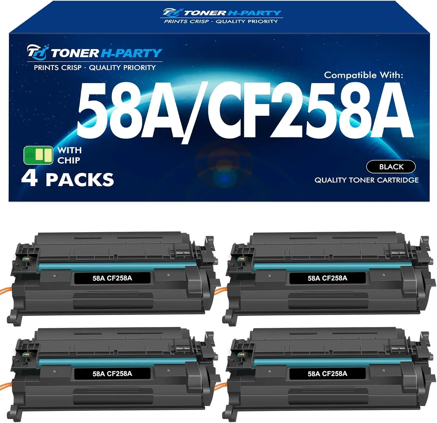 

Картридж с черным тонером CF258A 58A, 4 шт., совместимый с принтерами LaserJet Pro MFP, высокопроизводительная замена