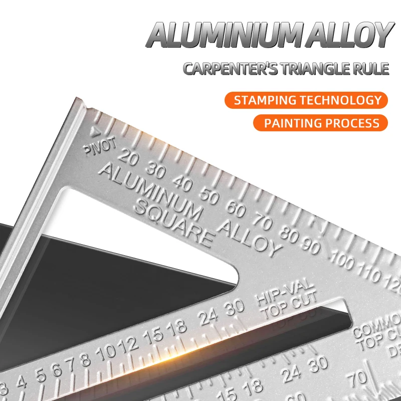 AIRAJ 7-calowa linijka trójkątna ze stopu aluminium stolarz cal metryczna linijka kątowa przewodnik narzędzie do pomiaru precyzyjnego narzędzia do