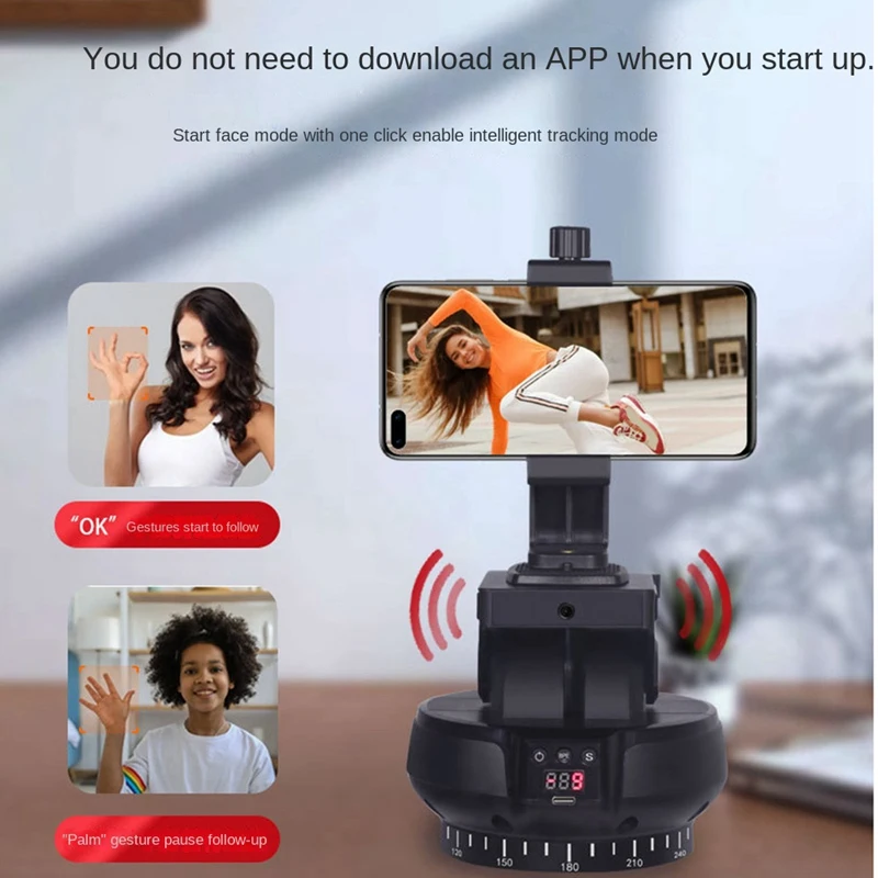 1Set YT1200 AI Auto Motorized Head Plastic Tracking Remote Control Head Stabilizer With Follow-Up Function For Phone Camera