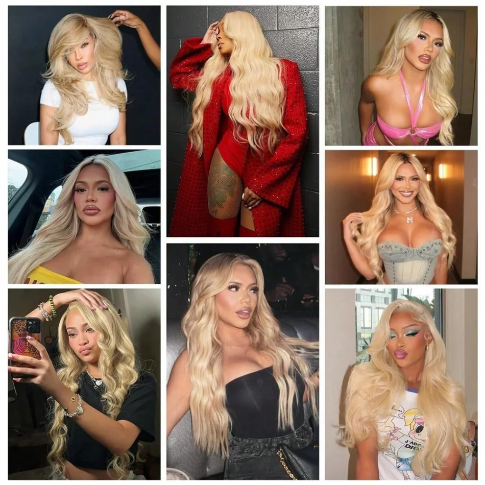 613 Honey Blonde Bone Silky Body Wave Raw Human Hair Bundles 1-5 Extensions Double Weft Virgin Remy Hair Braiding 10-36 Inch 613 Platinum Blonde Hair Weft Easy To Dye
