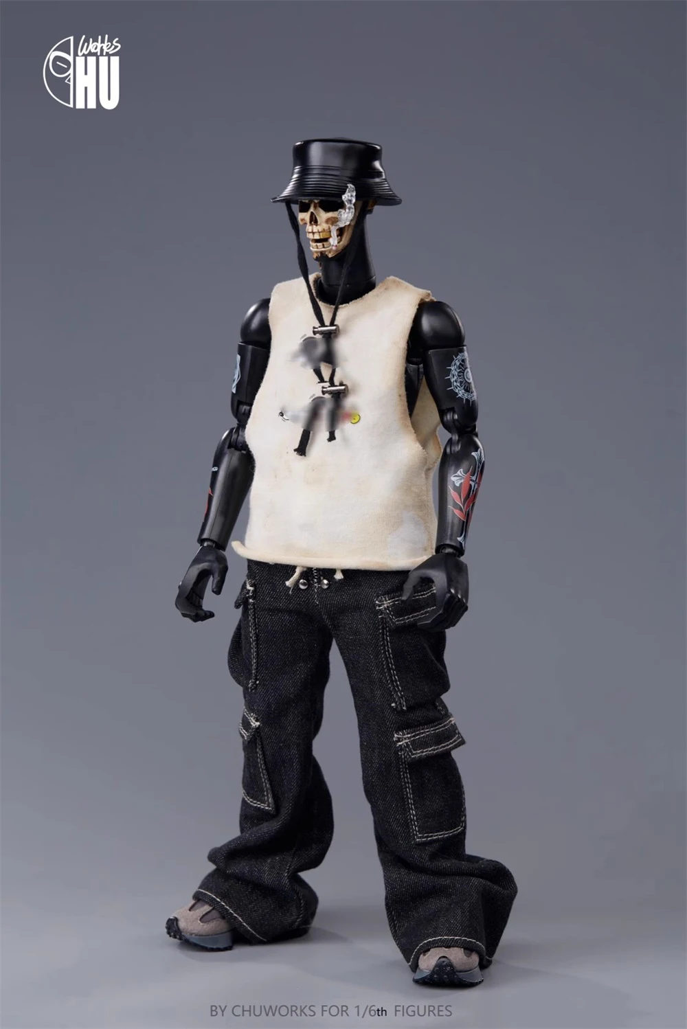 Limited Chuwork 1/6TH Mr.M Male Soldiers Clothes Accessories Printed Vest Washed Denim Flared Pants Model fit 12