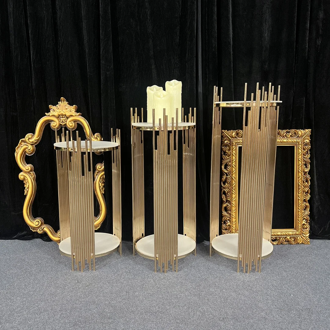 

Golden wedding flower stand rectangular romantic vase flower stand