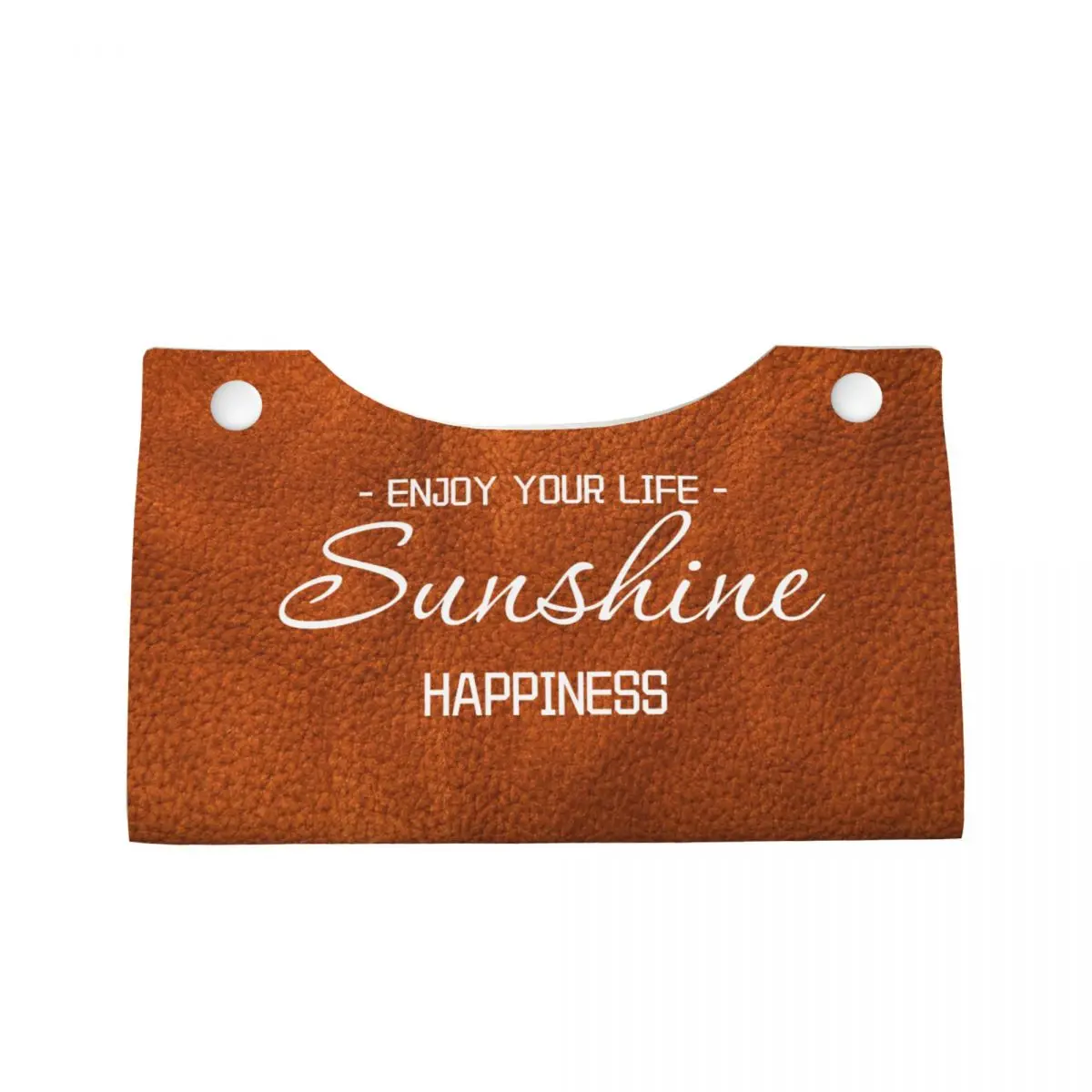 Custom ENJOY YOUR LIFE Sunshine HAPPINESS Tissue Box Holder Rectangular PU Leather Facial Tissue Box Cover for Car Office Home