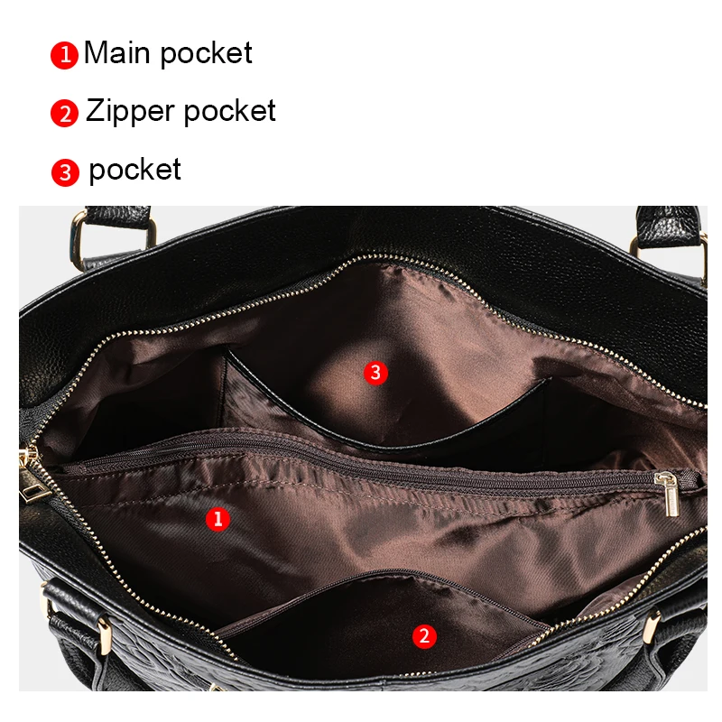 Fashion Embossed Leather Handbag One-Shoulder Crossbody Bag Stylish Temperament Women's Accessory view 6