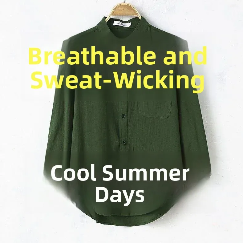 Stylish Thin Cotton Linen Men's Shirt Trendy Half Sleeve round Neck Casual Fashionable Summer Top for Men