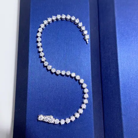 Mångsidigt, trendigt, runt 5pt Moissanit PT950 platinaarmband, unisex - platinakedja + sten, fint hantverk 10 best sales mästerkvalitet - №4