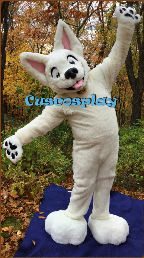 

Long Fur Furry Wolf Husky Dog Fox Cospaly Party Fursuit Mascot Costume Adult Cartoon Character Halloween Carnival Fancy Party