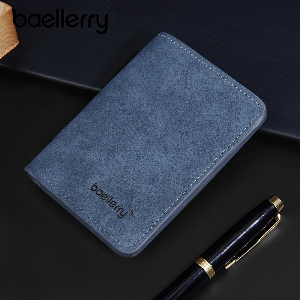 Baellerry New Slim Short Men Wallets Simple Card Holder Male Purses Classic Photo Holder High Quality Men Card Clips