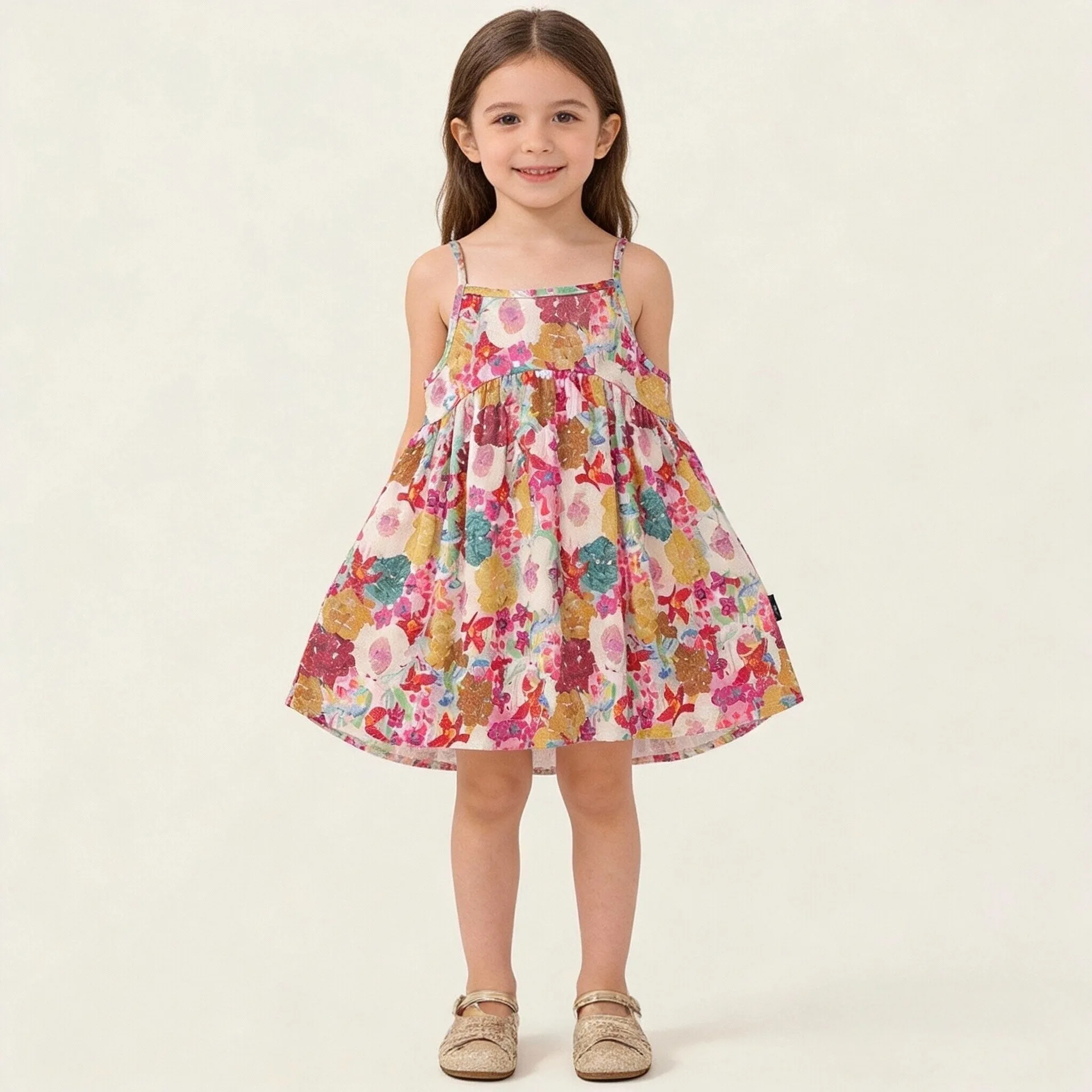 

Summer Baby Girls Cotton Floral Print Spaghetti Strap Dress Kids Sleeveless A-Line Sundress Children Daily Outfit Skirt 1-10 Yr