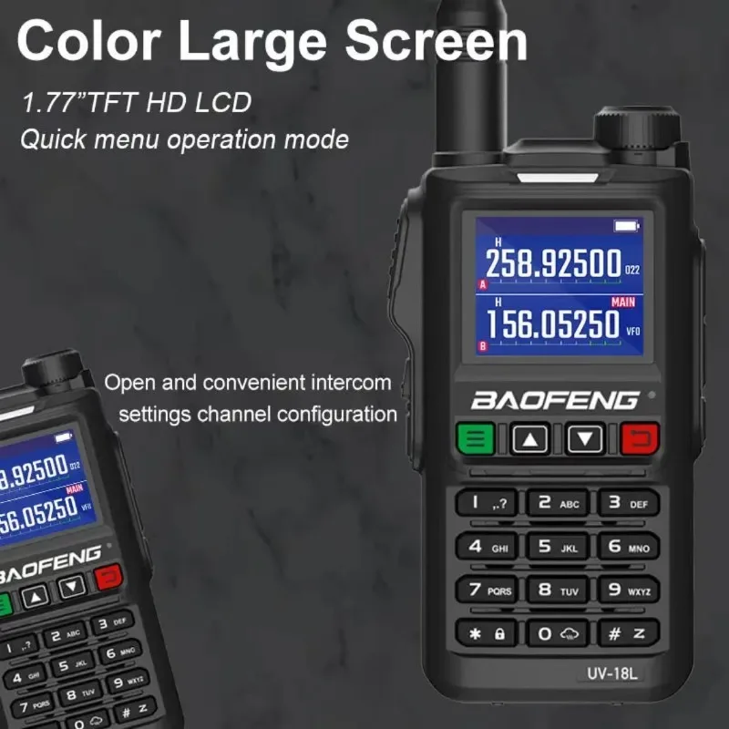 Baofeng UV-18 جهاز اتصال لاسلكي بنقرة واحدة تردد عالي الطاقة من النوع c شحن تردد قابل للتعديل جولة القيادة الذاتية راديو خارجي
