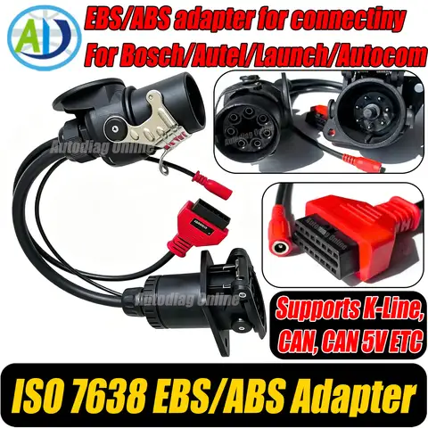 Trailer OBD2 Diagnostic Cable 7Pin for Bosch/Wabco Truck ISO 7638 EBS/ABS Diagnostic Cable for Autel/Autocom/LUANCH Scanner