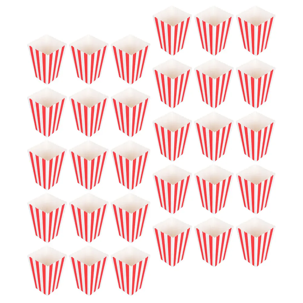

50 Pcs Boxes Small Bags Popcorn Tub Movie Night Party Supplies Disposable Red White Striped Popcorn Bag Design