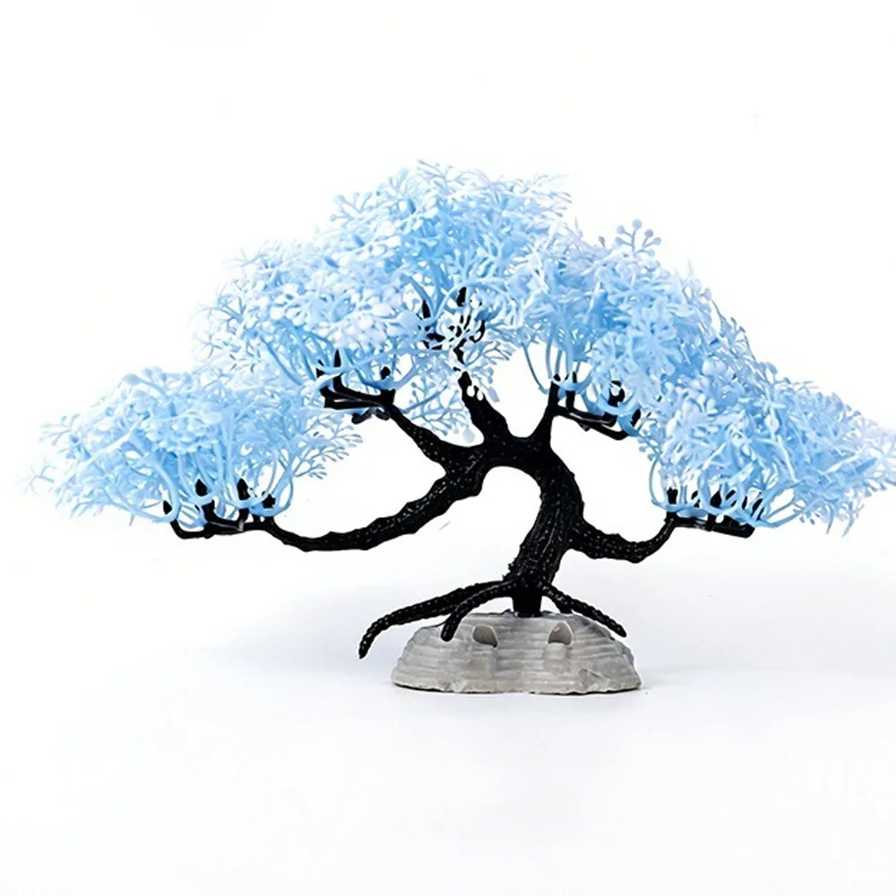 Realistic Aquarium Cherry Blossom Plastic Simulation Landscape Tree Natural Look Underwater Scene Artificial Plant Office Decor