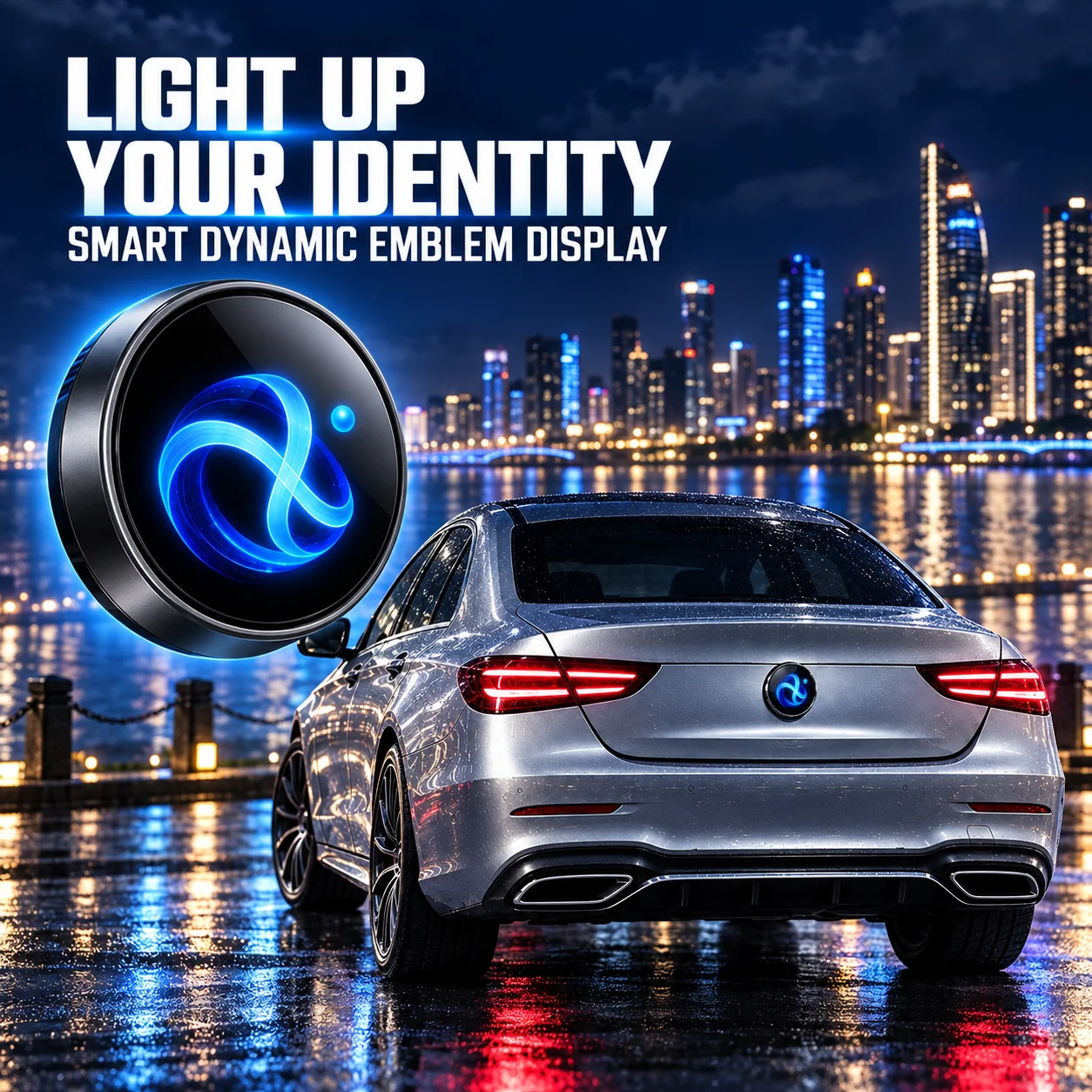 For Mercedes C W205 E W213 Smart Dynamic Car Emblem Display IP67 Waterproof Rear Logo Image Video Custom Screen Auto Decoration