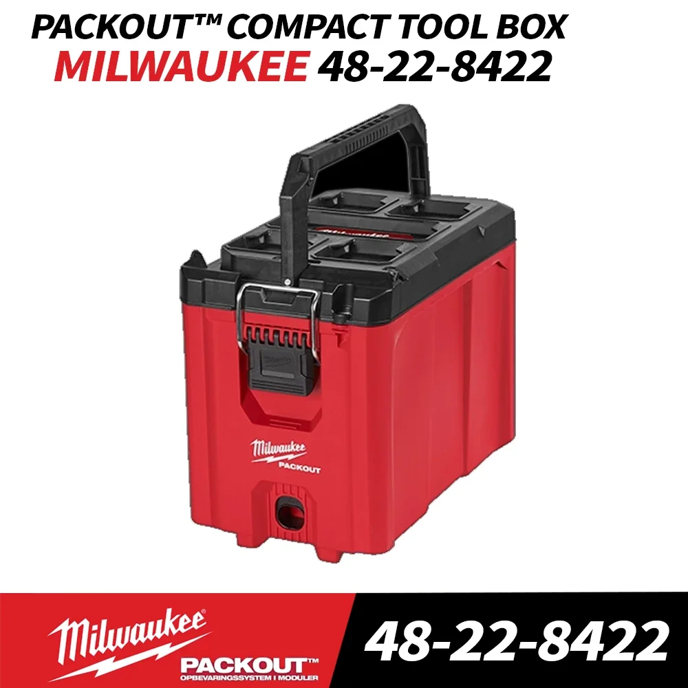 Milwaukee 48-22-8422 PACKOUT™ Compact Tool Box Milwaukee Power Tool Cordless Drill Impact Wrench Drill Bits Storage Box