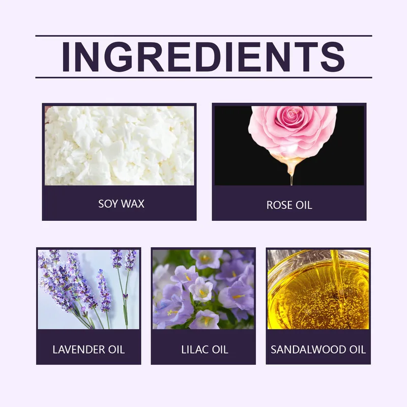 Roxelis-vela perfumada de lavanda, cera de soja, aceite de rosa, fragancia duradera, crea un ambiente romántico, relaja el estado de ánimo