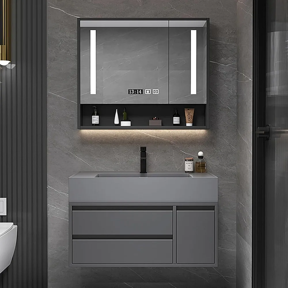 Bathroom Vanity - 24IN Modern Floating Vanity with Sink Top, Including Wall Mounted Smart Defogging Mirror, for Bathroom