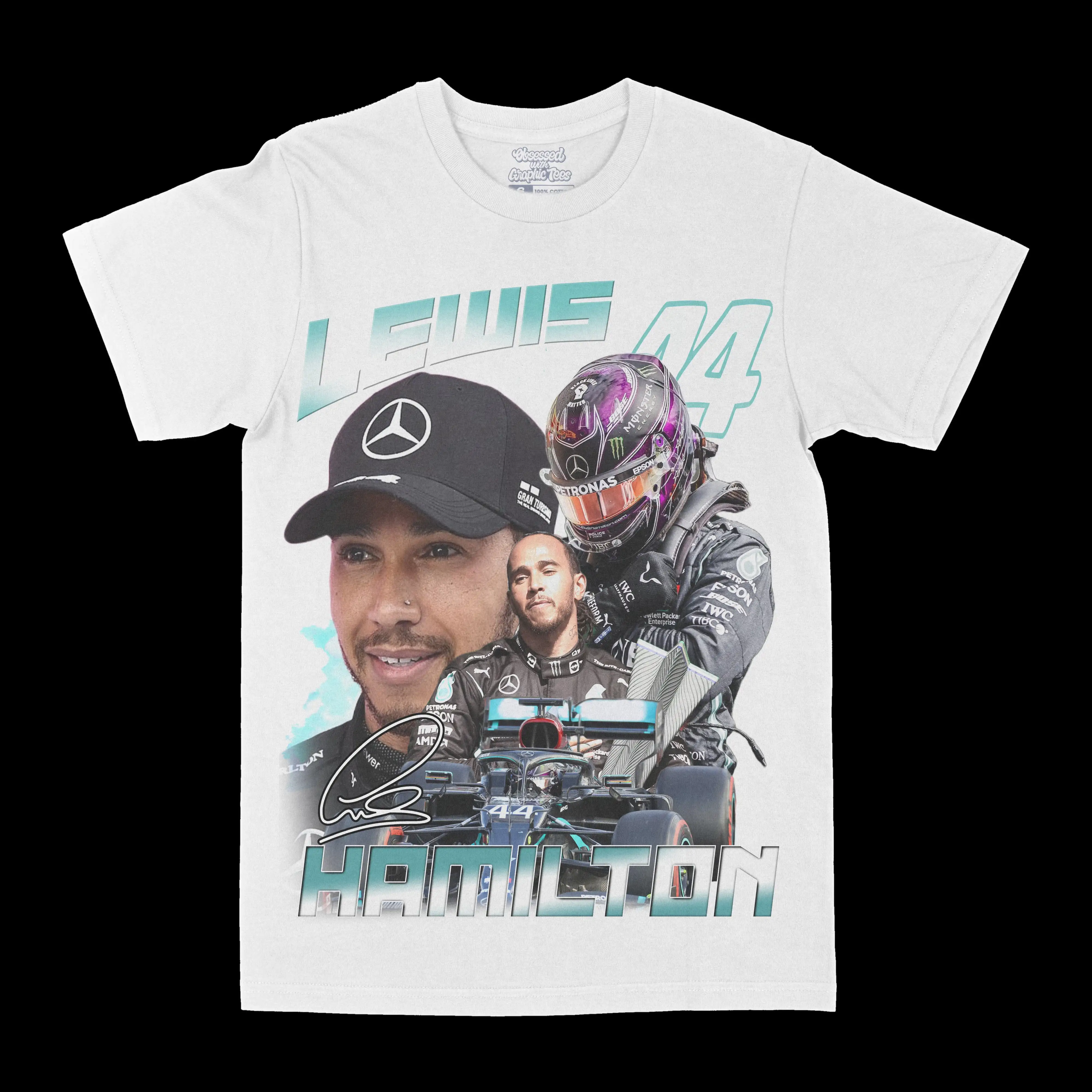

F1 Racer Hamilton American Retro Printing Crew Neck Short-sleeved Men's and Women's Same Casual Trendy T-shirt