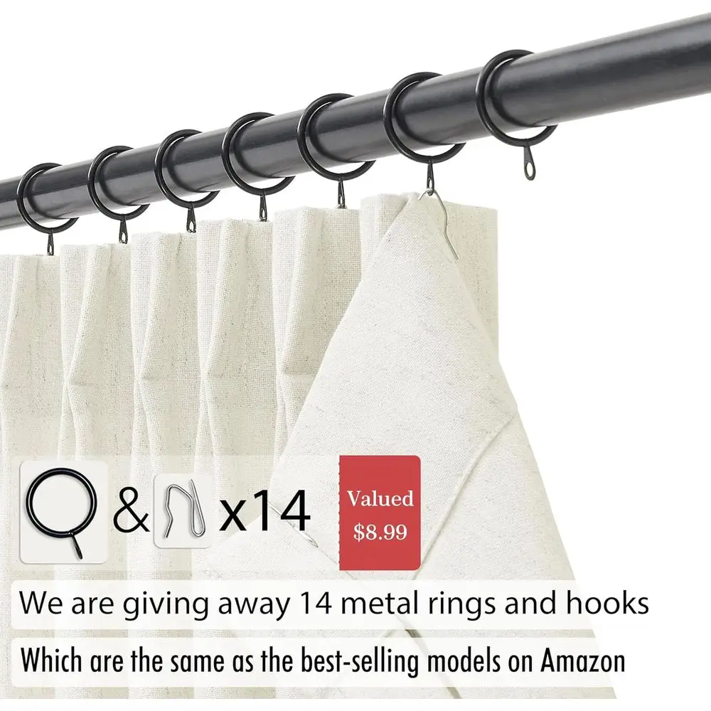 Cortinas plissadas de linho, comprimento 108, conjunto de 2 painéis para espaços residenciais e quartos