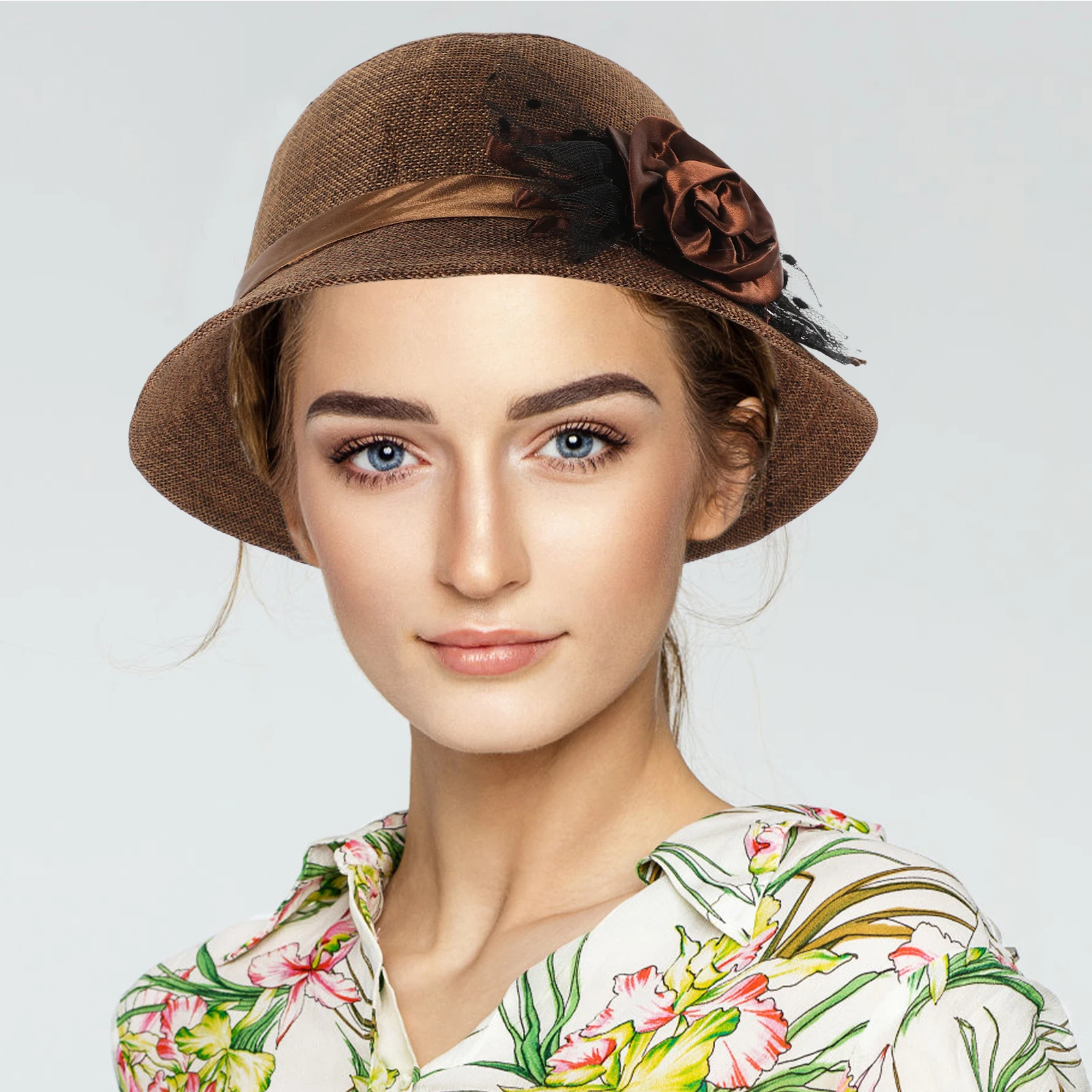 

Retro Lace Flower Hat Vintage Church Bucket Hat with Large Flowers Red Color Warm Beanie for Women Outdoor Events