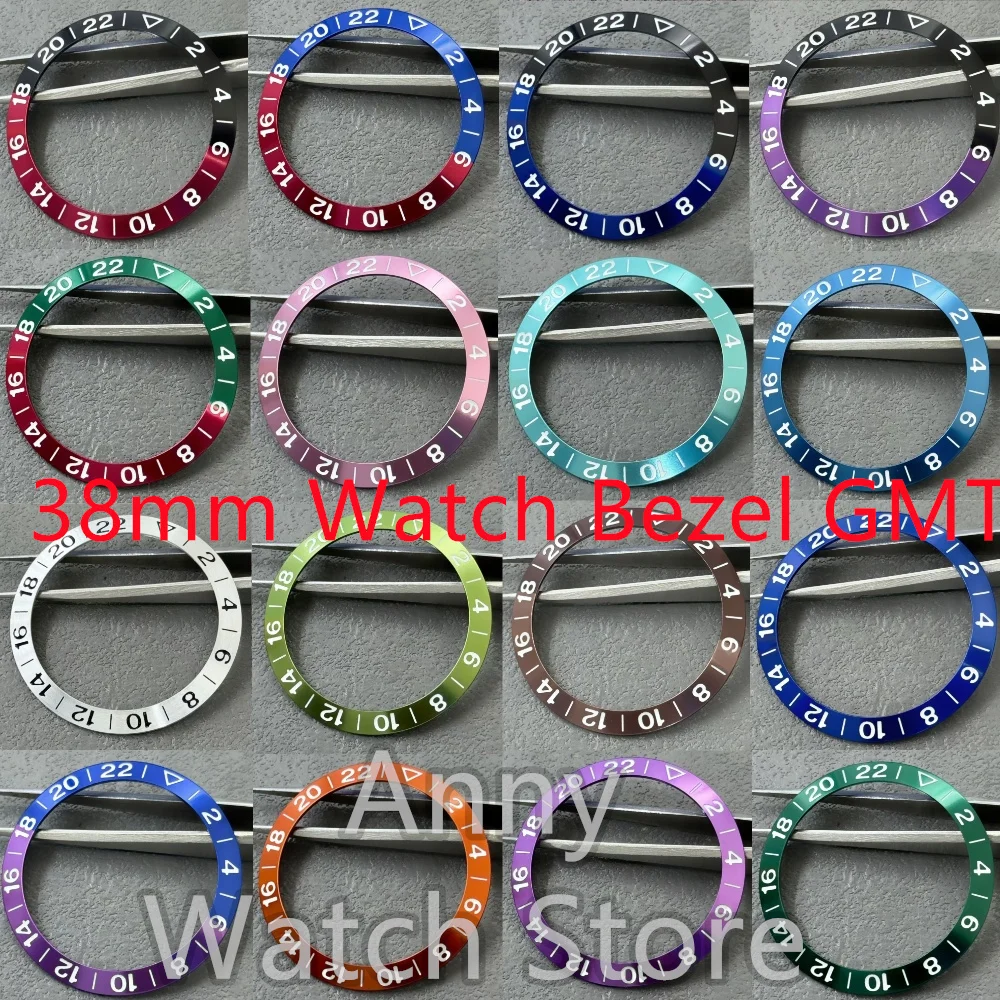 High Quality 38mm*30.5mm Watch Bezel GMT Blue Purple Red Green Watch Insert For NH35 NH36 40mm SUB Case Watch Replacement Parts