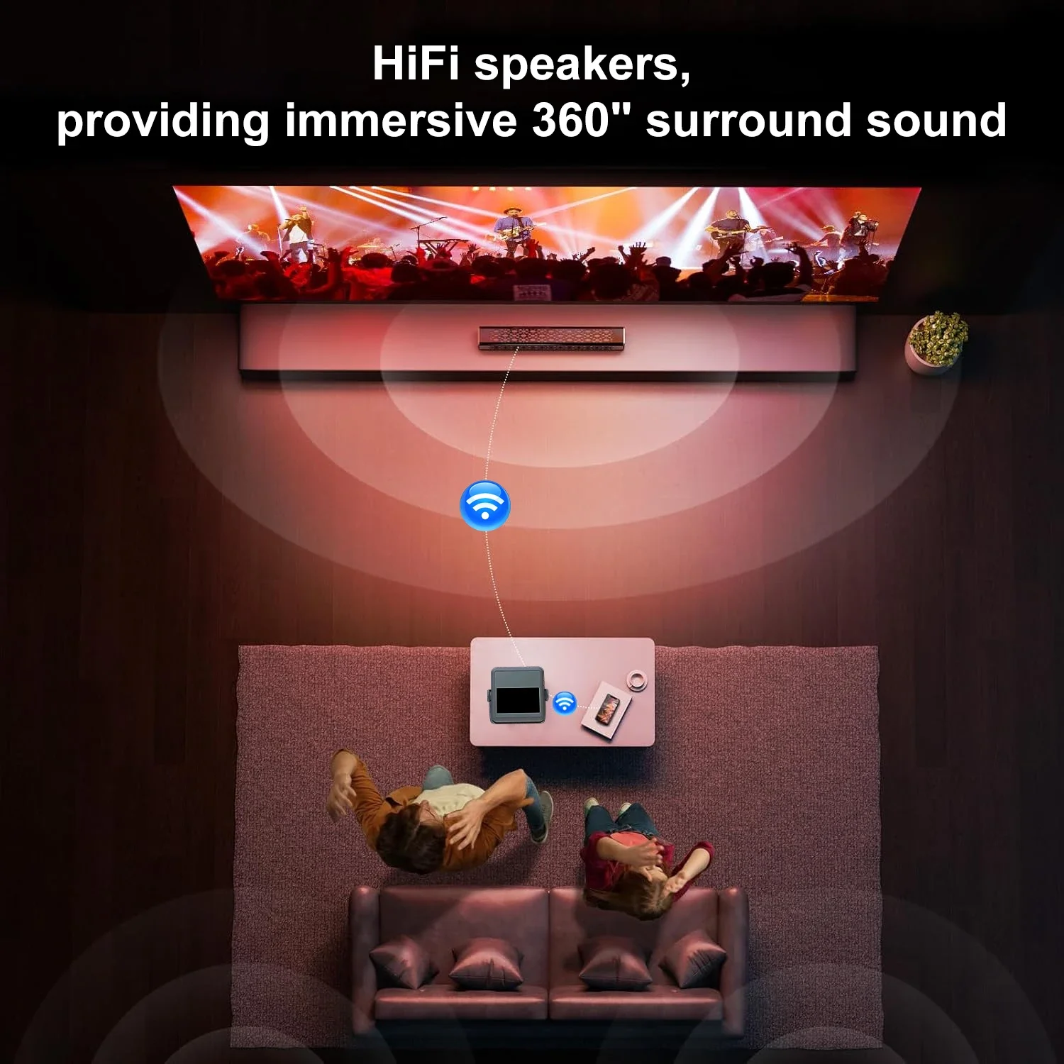 Netflix, Prime โปรเจคเตอร์วิดีโอ 8 ''หน้าจอสัมผัส 4K 1080P WiFi Bluetooth Android iOS Mirroring 180 °   พลิก HDMI USB Gaming 30-300''