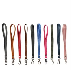 leather wrist band phone lanyard for cellphone case wallet bag strap universal handbag clip snap sling cord