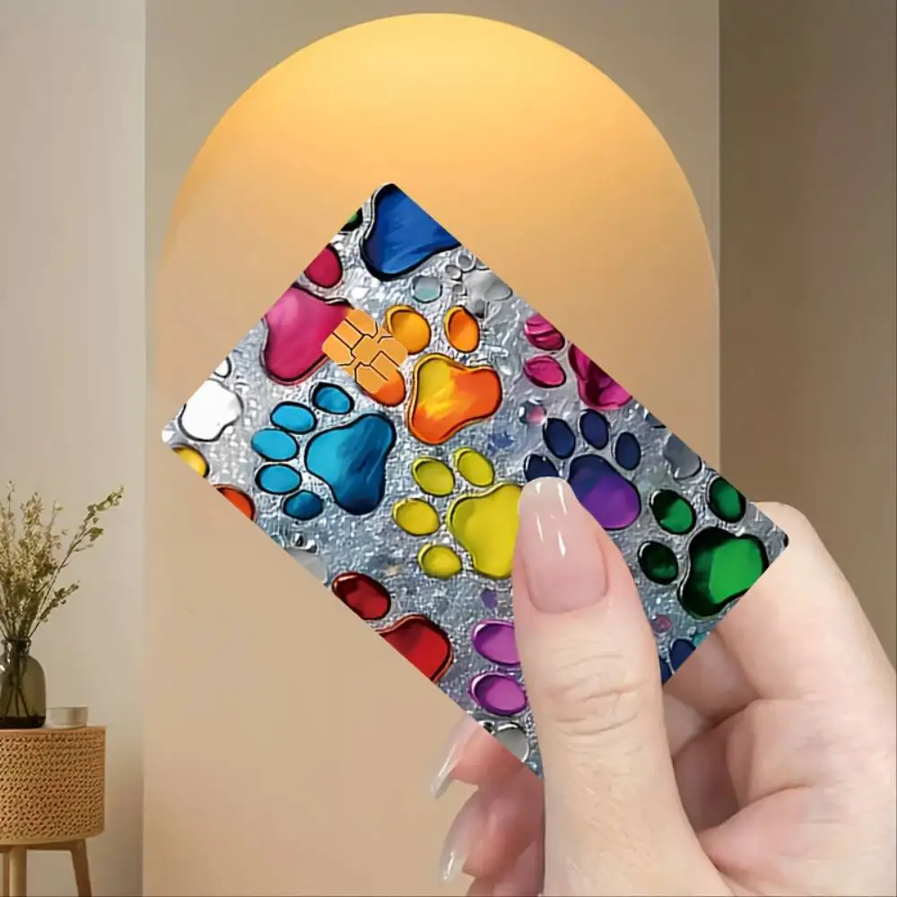 Colorful Paw Print Credit Card Skin Sticker PVC Decal For Bank Credit Debit Transit Room Key Cards