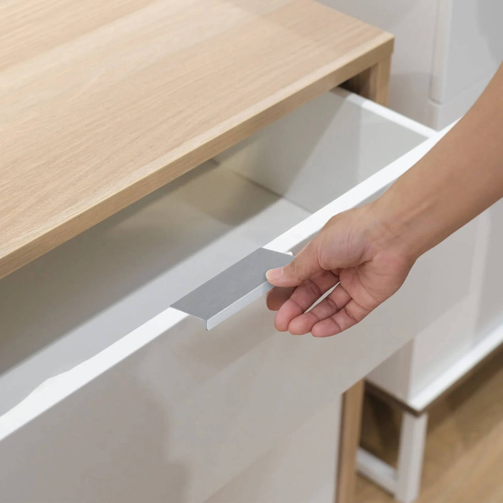 

10Pcs Hidden Cabinet Handles Modern Minimalist Design Concealed Kitchen Pulls for Drawers Wardrobes Easy Install Flat Edge