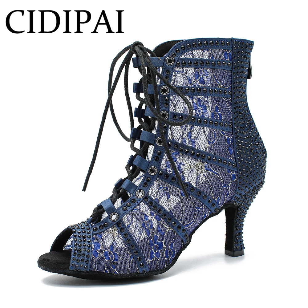 Women's Lace Mesh Latin Dance Shoes Soft Sole Jazz Salsa Tango Dance Boots Breathable and Wear-resistant Party Sandals