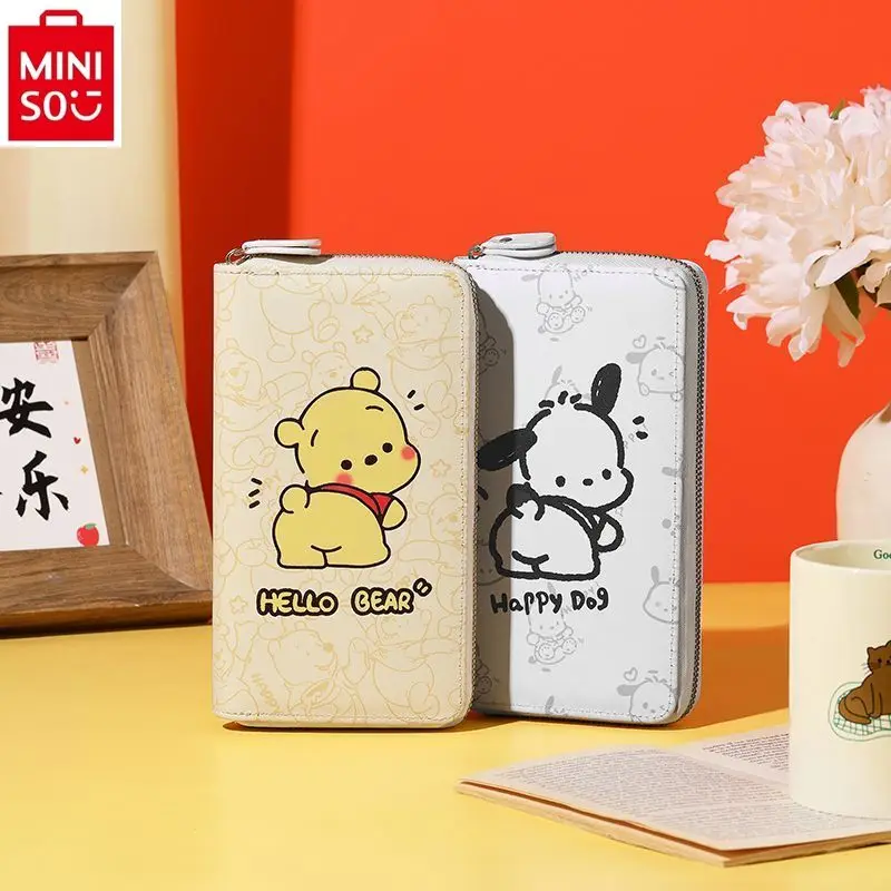 MINISO Winnie Bear Pacha Dog Card Bag Women\'s Large Capacity Card slot Anti demagnetization Bank Card Document Storage Wallet