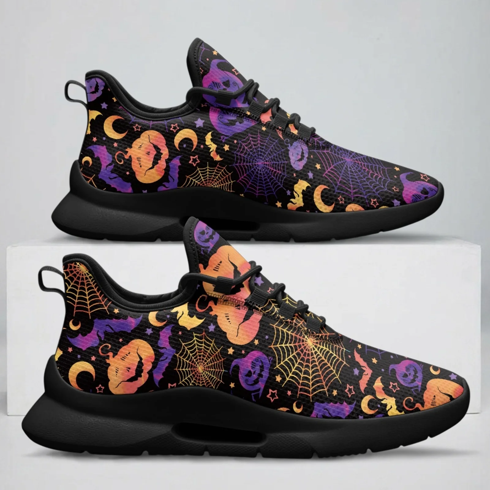 PENSTROLL Halloween Spooky Classic Fashion Walking Shoes Low-Top Lace-Up Shoes for Men Running Autumn