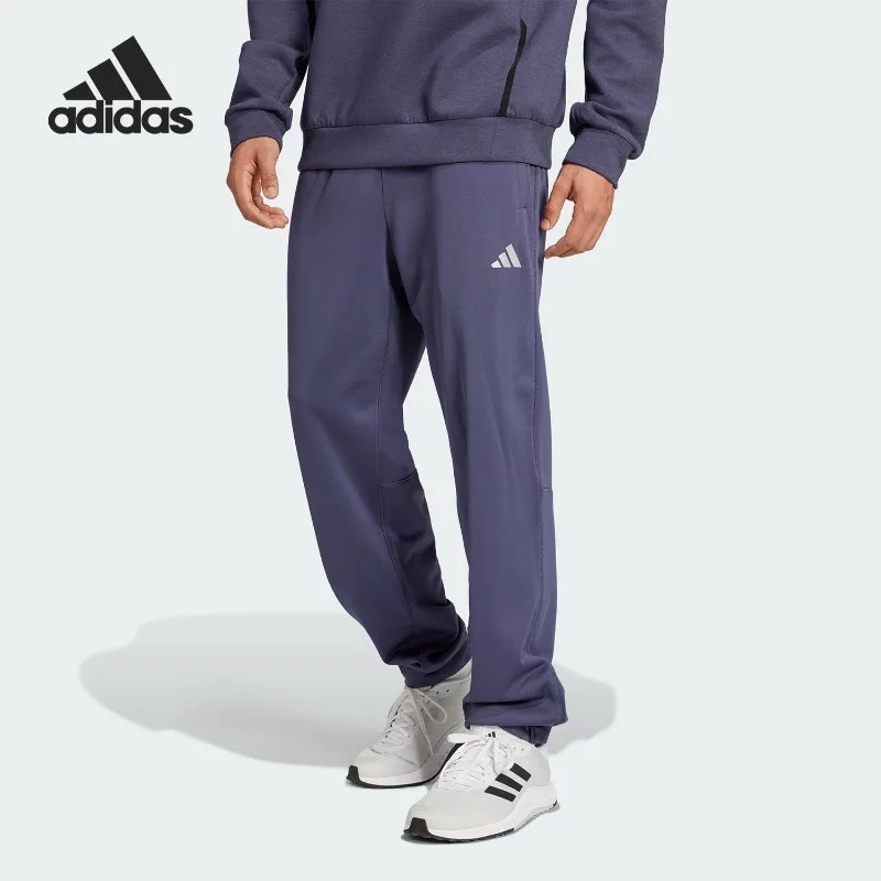 Adidas Sweat Wicking Button Zip Waist Tapered Zip Pockets Running Long TrousersIW8416