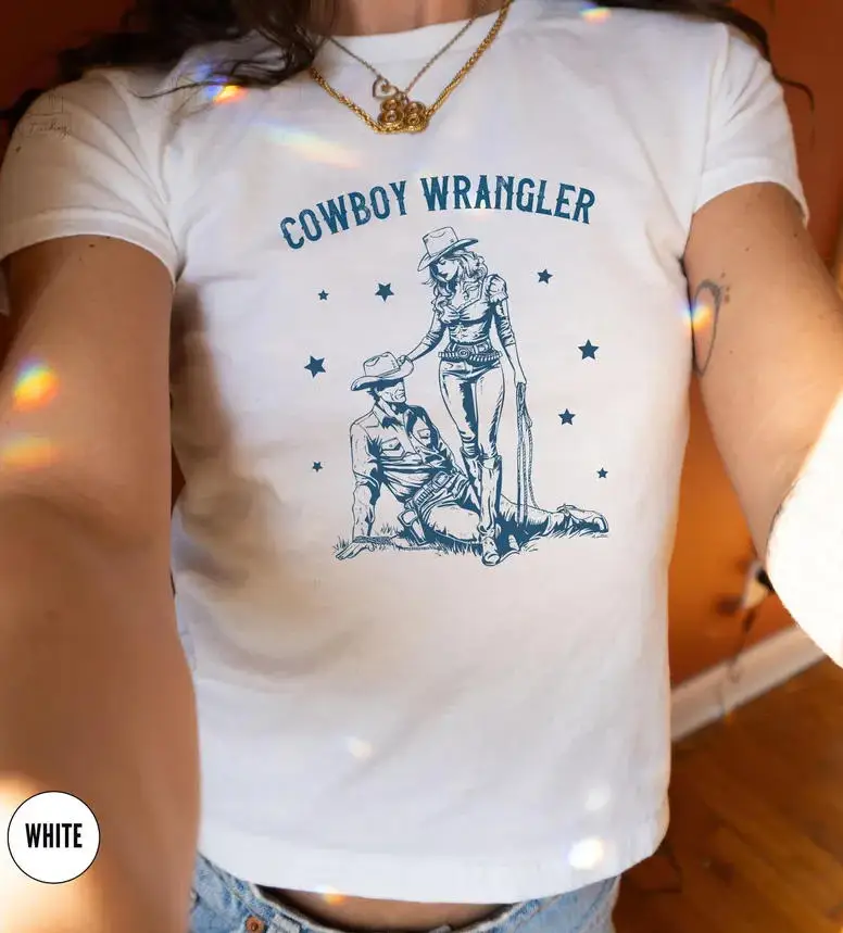 Cowgirl Baby Tee Y2k Shirt Western Croptop Saint Cowboy Baby tee Cute Cowgirl Summer Top