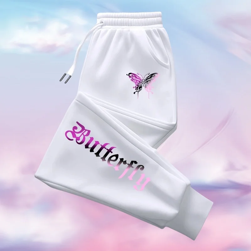 2025 جديد المرأة في الهواء الطلق مريحة الرياضة تشغيل السراويل Y2K فراشة رسالة السراويل المطبوعة موضة ملابس الشارع غير رسمية #1