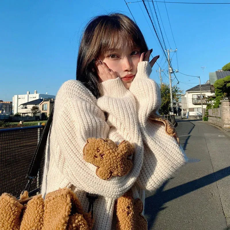 Sweater Pullover Bear Stereoscopic Graphics Kawaii Loose sweet Long sleeve Women\'s sweater Korean fashion Winter clothes women