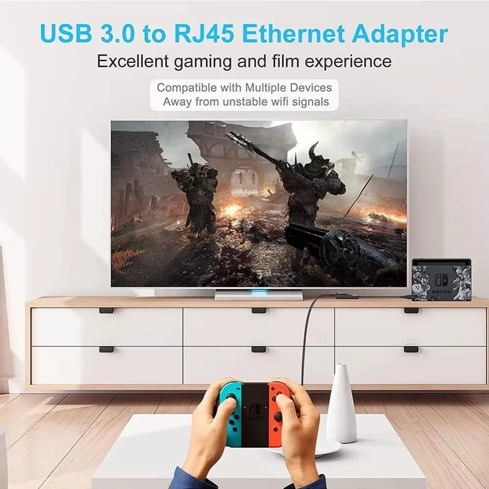 1000Mbps USB 3.0 TypeC To Rj45 Lan Ethernet Wired Adapter Network Cable for PC Macbook Windows Laptop Desktop Plug and Play
