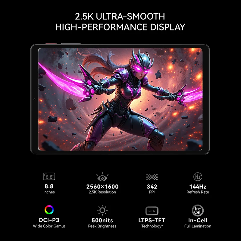 تابلت ALLDOCUBE iPlay 70 mini Ultra Gaming مقاس 8.8 بوصة 2.5K 144 هرتز Snapdragon 7+Gen3 20GB(12+8 Virtual)RAM 256GB ROM 7300mAh Android14