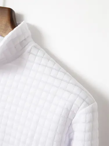 2025 Spring and Autumn New Men's Plaid Turtleneck Zipper Long Sleeve Polo Shirt Sports Breathable Business Casual Polo Shirt - Image 4