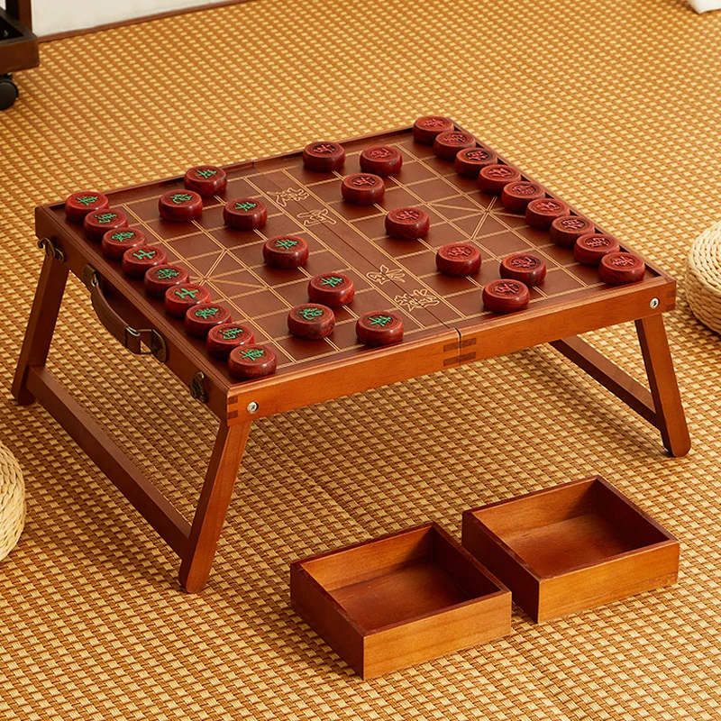 Chinese Chess Solid Wood Chessboard High-end Gift Large Chess Chessboard Wooden Mahogany Chess Table Outdoor Portable