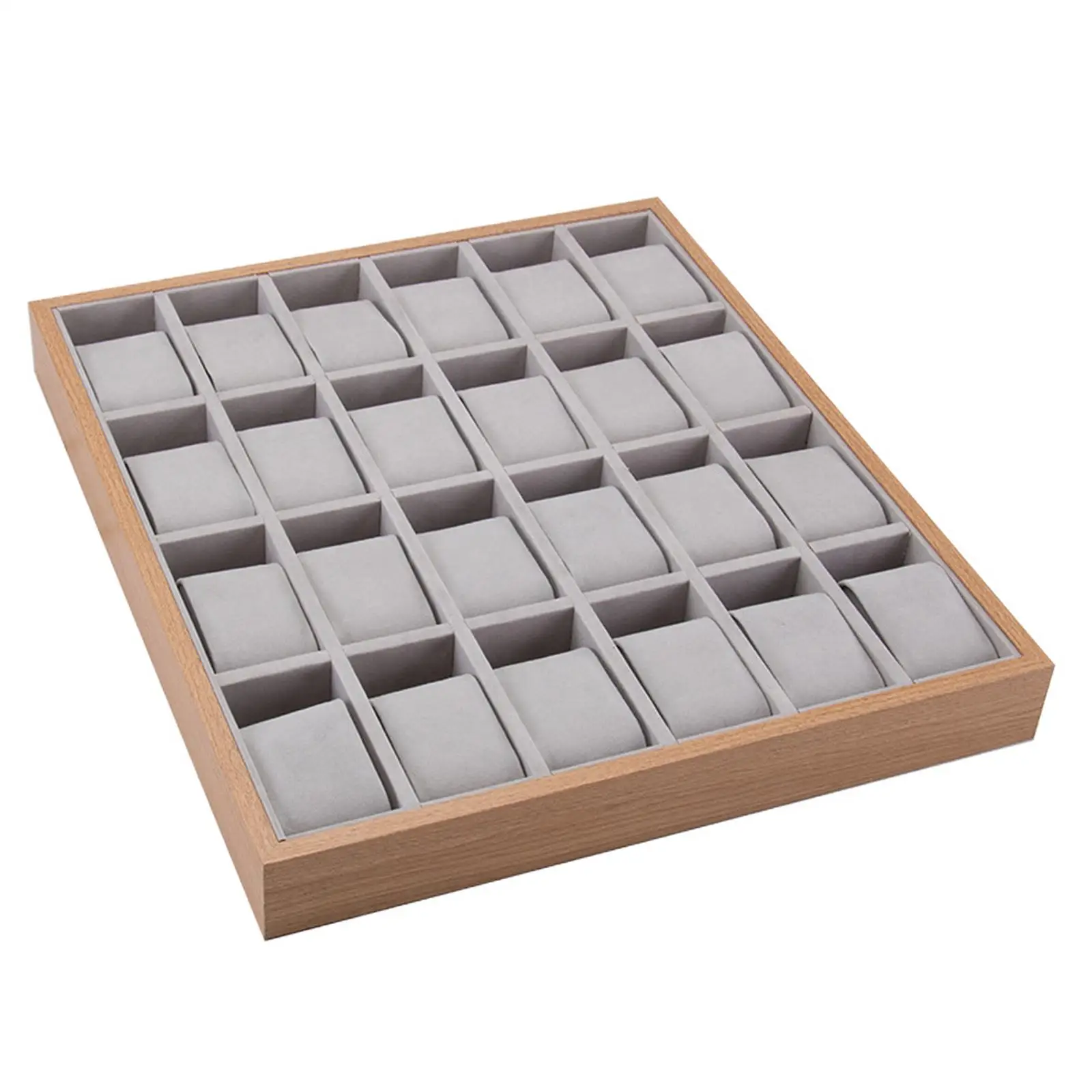 

24 Slot Wooden Watch Display Case Organizer Jewelry Storage Holder, 12.99inchx15.67inchx1.77inch