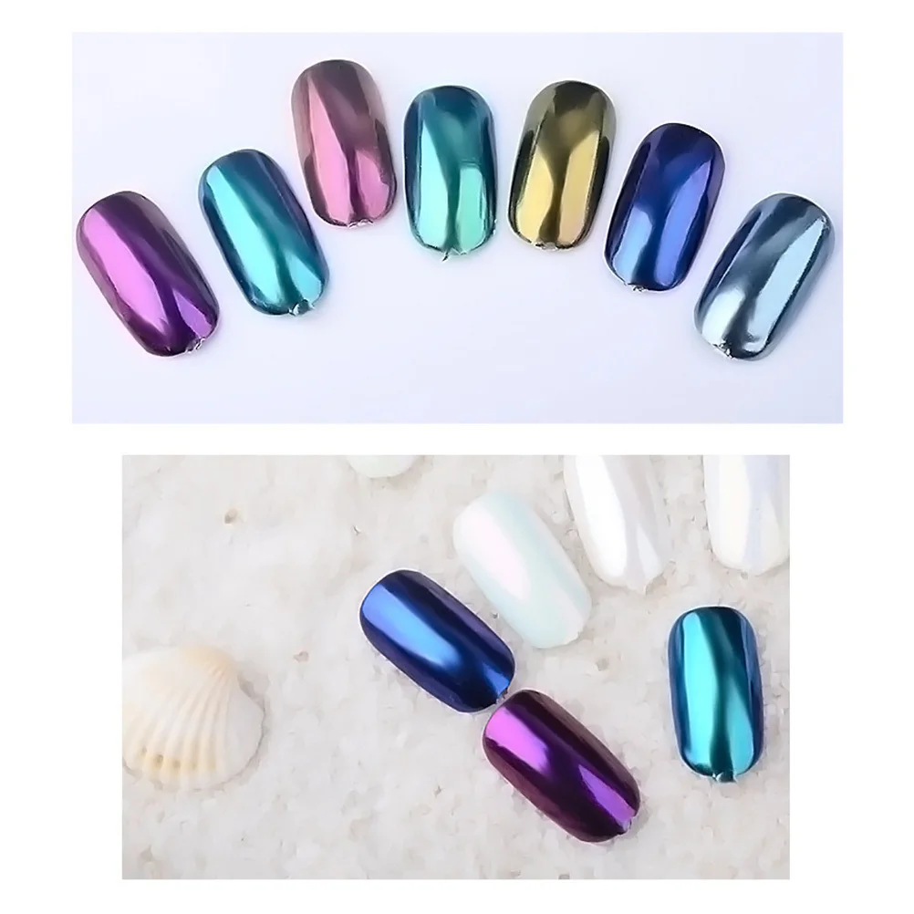 

9Pcs Nail Powder Pearl Mirror Shell Effect Rainbow Metallic Glitter Pigment Nail Art DIY Manicure Vivid Colors Long-Lasting