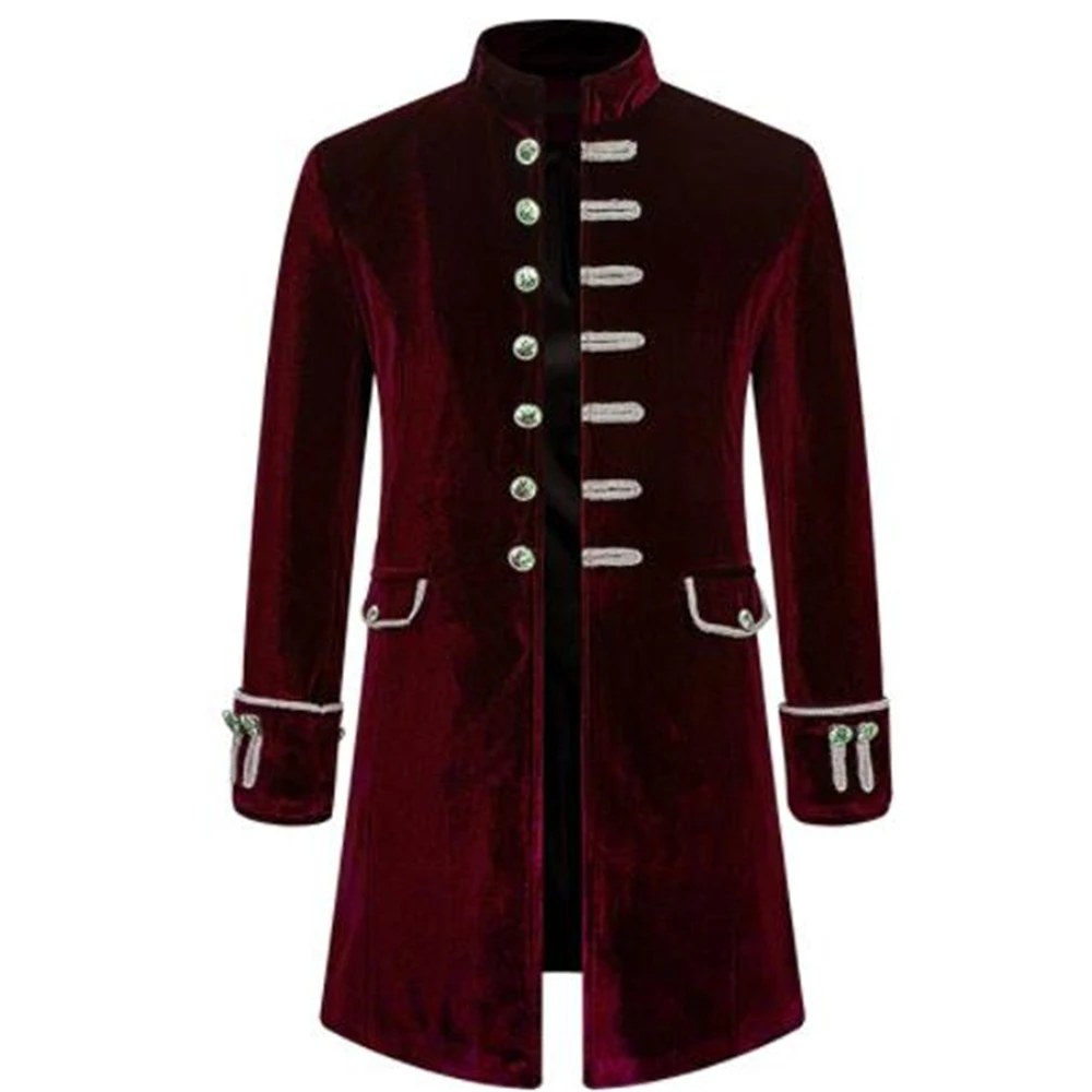 

Noble Vintage Men's Jacket Medieval Cosplay Velet Prince Coat Retro Wedding Blazer Gothic Steampunk Carnival Party Knight Top