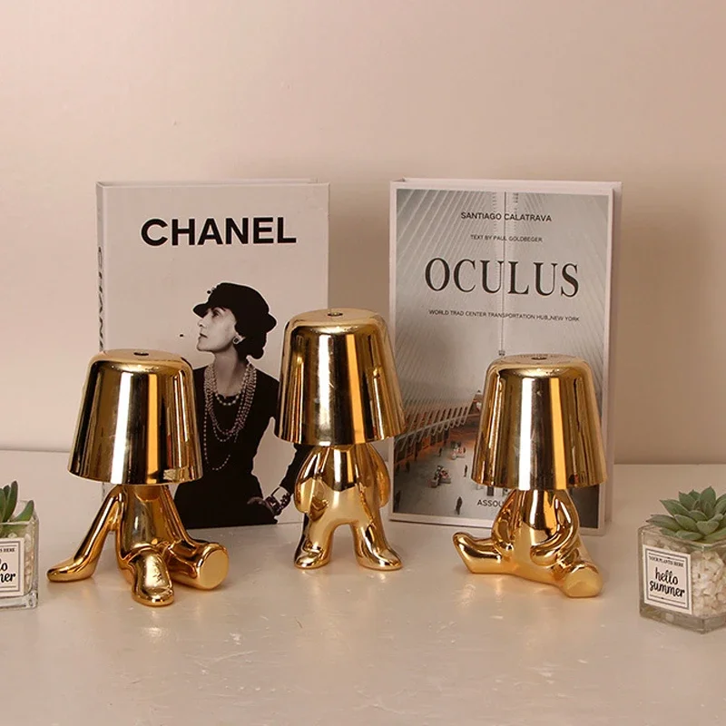 Factory direct led small gold table lamp LED living room bedroom bedside night light touch decorative lights.