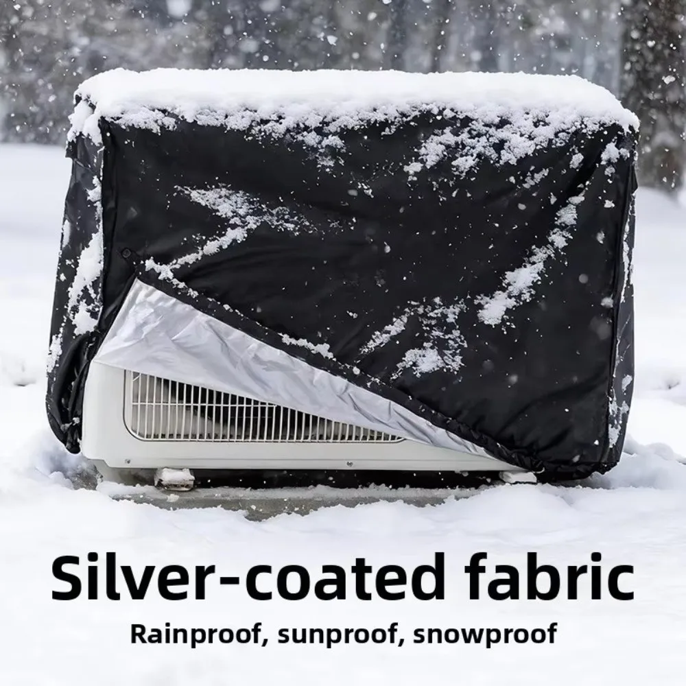 Silver-Coated Fabric Air Conditioner Cover UV Resistant Water Resistant Outdoor AC Cover Elastic Hem Snap Buttons AC Unit Cover