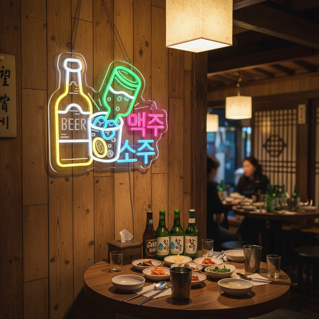 الكورية السوجو البيرة النيون USB بالطاقة أضواء LED عكس الضوء لمطعم Izakaya بار كاريوكي متجر مطعم رجل الكهف ديكور #4
