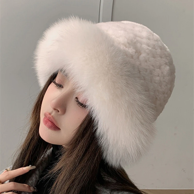 Winter Warm Fisherman Hat Russian Girl Cute Furry All-Matching Hat Thickened Cold Protection Women Windproof Warm Bucket Hat