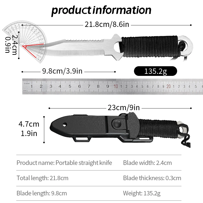 EDC Outdoor Tactical Survival Knife, pocket pocket knife camping hunting knife, sharp cutting knife