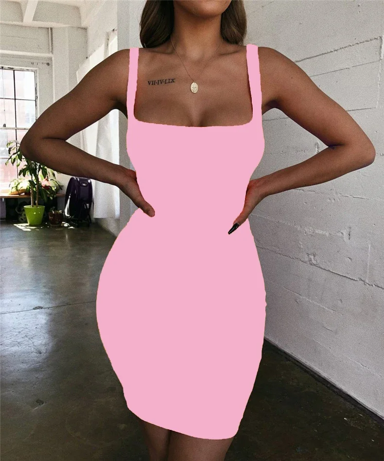 2024 Summer Women Off Shoulder Bodycon Dresses Backless Night Club Party Sexy Vestidos Candy-Colored Vest Dress Plus Size 10XL