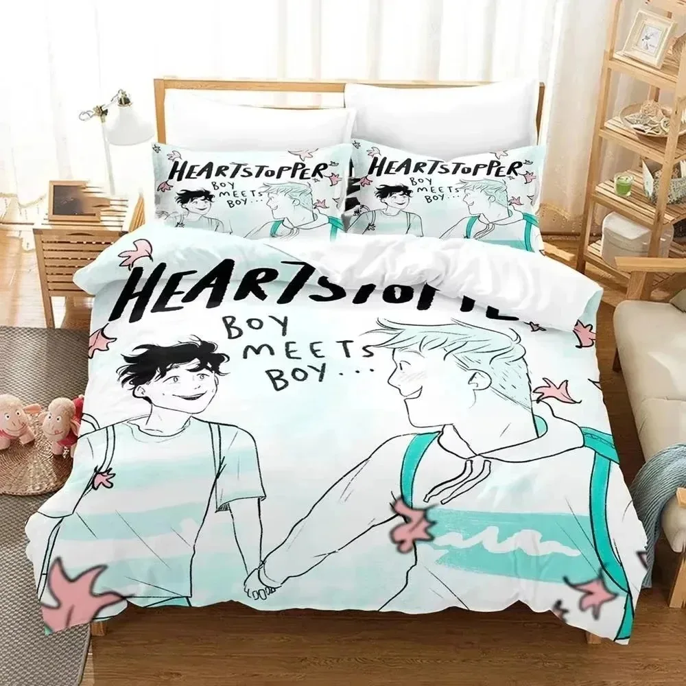 3D Printed Anime Heartstopper Bedding Set 3D Printed Suitable for Bedroom Duvet Cover Set With Pillowcases Kids Home Textile